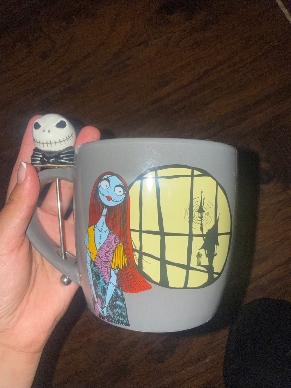 T.J.Maxx Gray Mug with Multicolor Sally and Yellow Moon Graphic